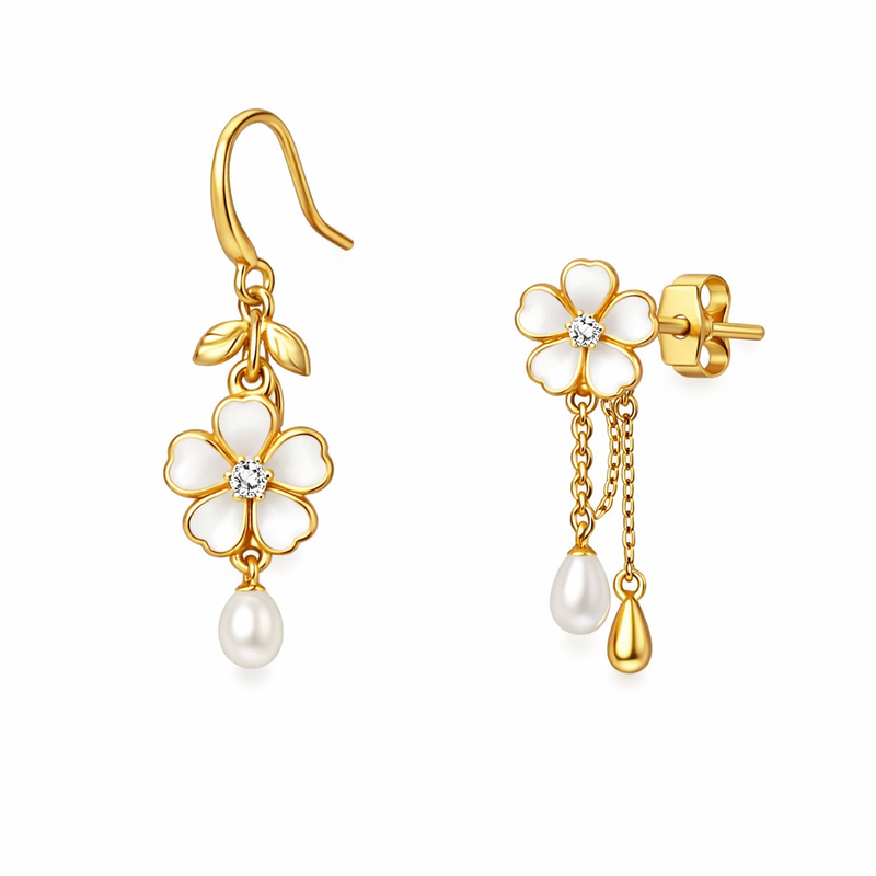 Elegant 14k Gold Plated Stainless Steel Asymmetric Tiny Flower Stud Earrings: The Perfect Customizable Option for Dainty Floral Jewelry Wholesale 8 Elegant 14k Gold Plated Stainless Steel Asymmetric Tiny Flower Stud Earrings: The Perfect Customizable Option for Dainty Floral Jewelry Wholesale