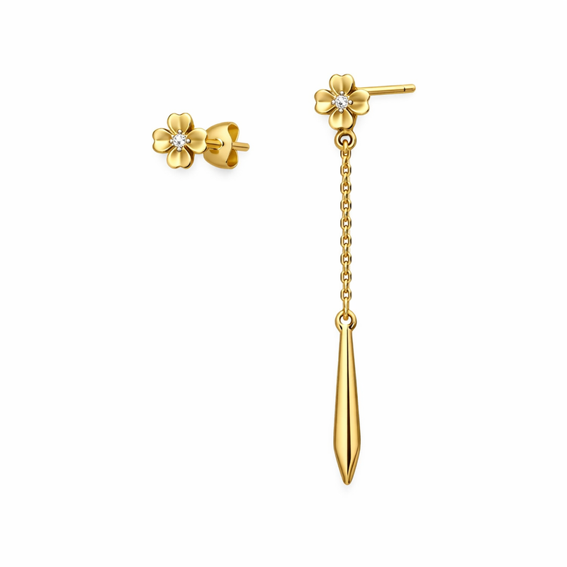 Elegant 14k Gold Plated Stainless Steel Asymmetric Tiny Flower Stud Earrings: A Perfect Choice for Custom Jewelry Wholesale Elegant 14k Gold Plated Stainless Steel Asymmetric Tiny Flower Stud Earrings: A Perfect Choice for Custom Jewelry Wholesale