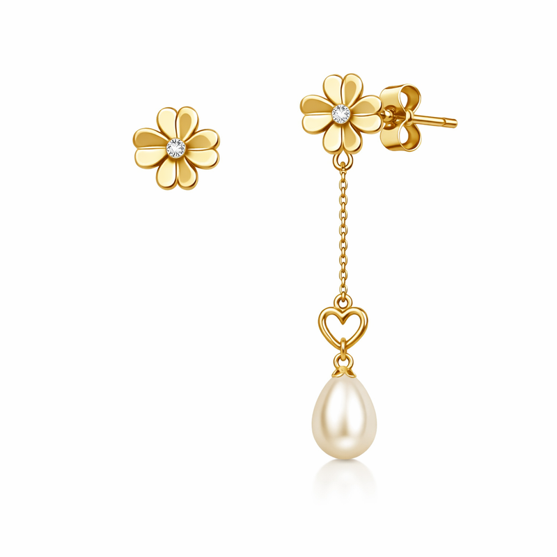 Elegant 14k Gold Plated Stainless Steel Asymmetric Tiny Flower Stud Earrings: Wholesale Manufacturing for Jewelry Brands 2 Elegant 14k Gold Plated Stainless Steel Asymmetric Tiny Flower Stud Earrings: Wholesale Manufacturing for Jewelry Brands