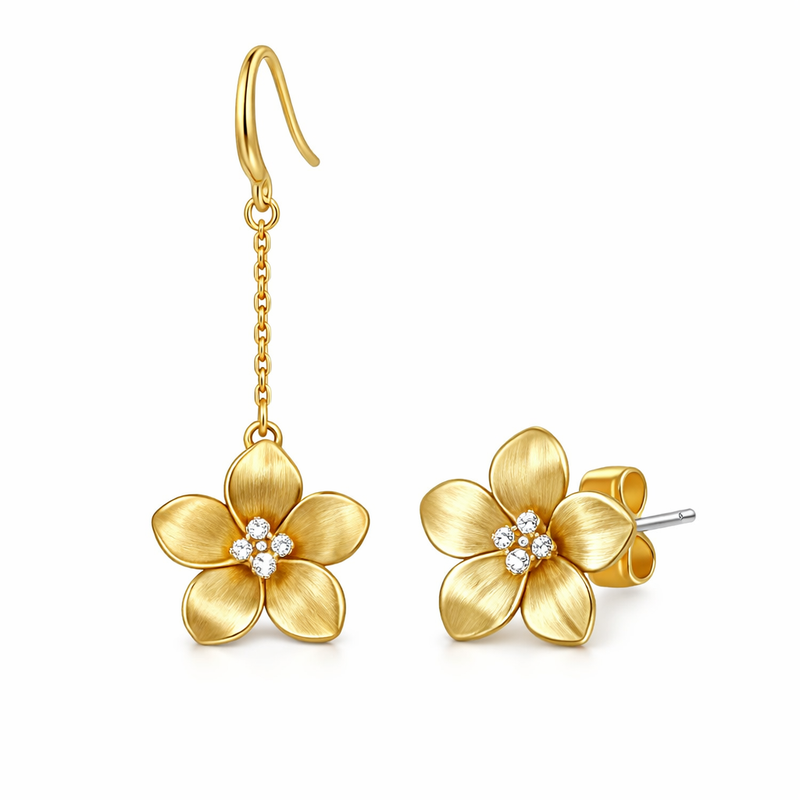 14k Gold Plated Flower Stud Earrings: Elegant Asymmetric Stainless Steel Designs for Wholesale Jewelry Manufacturers 2 14k Gold Plated Flower Stud Earrings: Elegant Asymmetric Stainless Steel Designs for Wholesale Jewelry Manufacturers