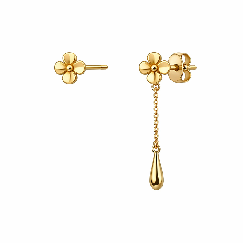 Elegant 14k Gold Plated Stainless Steel Asymmetric Tiny Flower Stud Earrings Driving Customizable Wholesale Jewelry Business Growth 2 Elegant 14k Gold Plated Stainless Steel Asymmetric Tiny Flower Stud Earrings Driving Customizable Wholesale Jewelry Business Growth