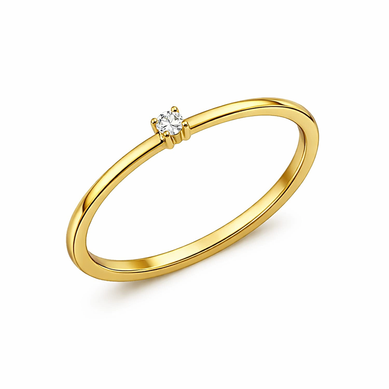 Dainty Micro CZ Ring with 18K Gold Plated Thin Band: The Waterproof Stainless Steel Ring Trend for Customizable Wholesale Jewelry 6 Dainty Micro CZ Ring with 18K Gold Plated Thin Band: The Waterproof Stainless Steel Ring Trend for Customizable Wholesale Jewelry