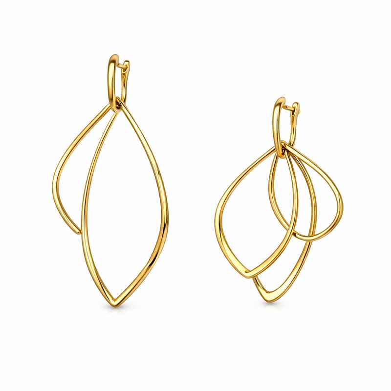 Minimalist Gold Plated Earrings | Asymmetric Hypoallergenic Petal Frame Design