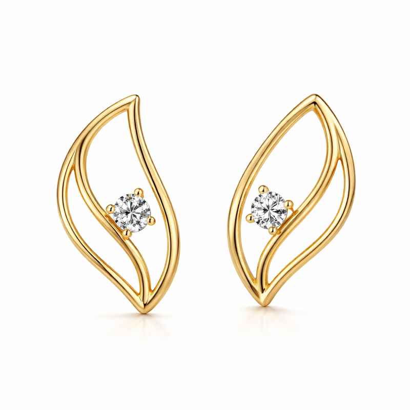 Minimalist Gold Plated Earrings - Asymmetric Petal Frame, Hypoallergenic