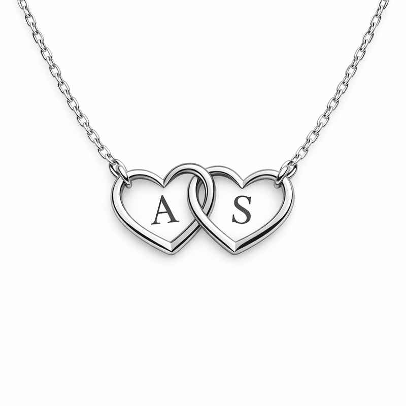 Minimalist Stainless Steel Heart Necklace, Double Heart Initial Pendant Necklace for Women 1 Minimalist Stainless Steel Heart Necklace, Double Heart Initial Pendant Necklace for Women