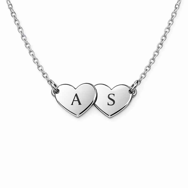 Minimalist Stainless Steel Heart Pendant Necklace with Double Heart Initial 1 Minimalist Stainless Steel Heart Pendant Necklace with Double Heart Initial