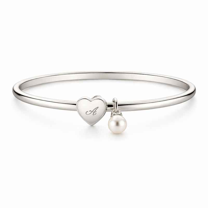 Dainty Romantic Bracelet with Personalized Engraving Heart and Stainless Steel Pearl Charm 1 Dainty Romantic Bracelet with Personalized Engraving Heart and Stainless Steel Pearl Charm