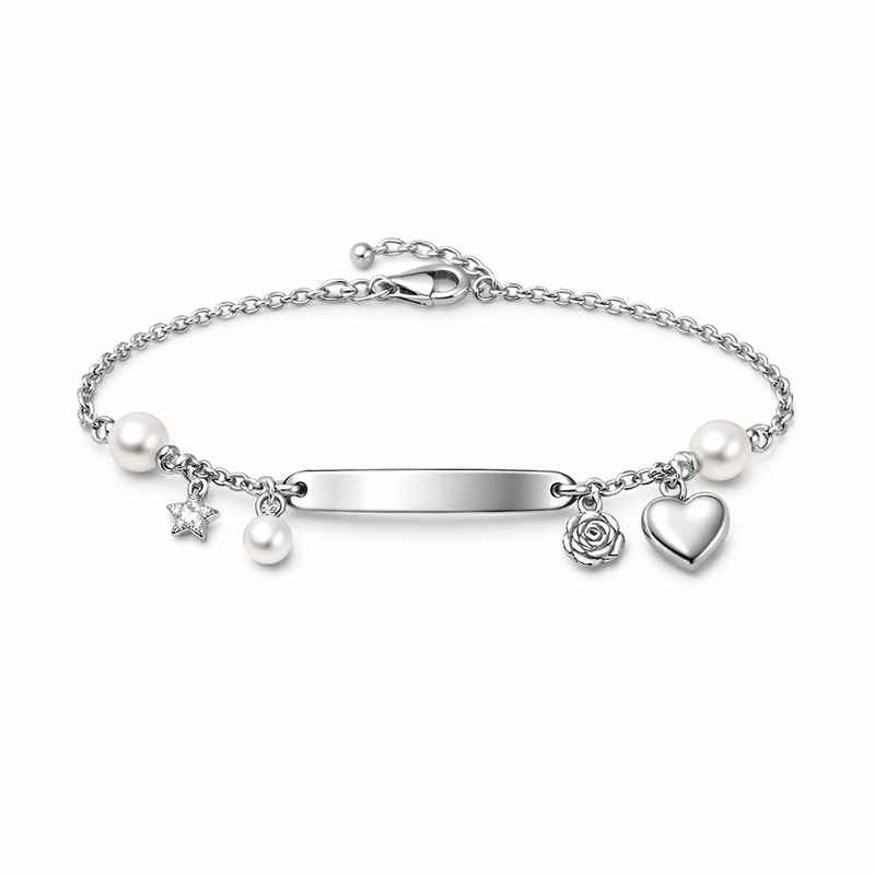 Dainty Romantic Charm Bracelet with Personalized Engraving Pearl Stainless Steel Love Heart Bracelet 2 Dainty Romantic Charm Bracelet with Personalized Engraving Pearl Stainless Steel Love Heart Bracelet