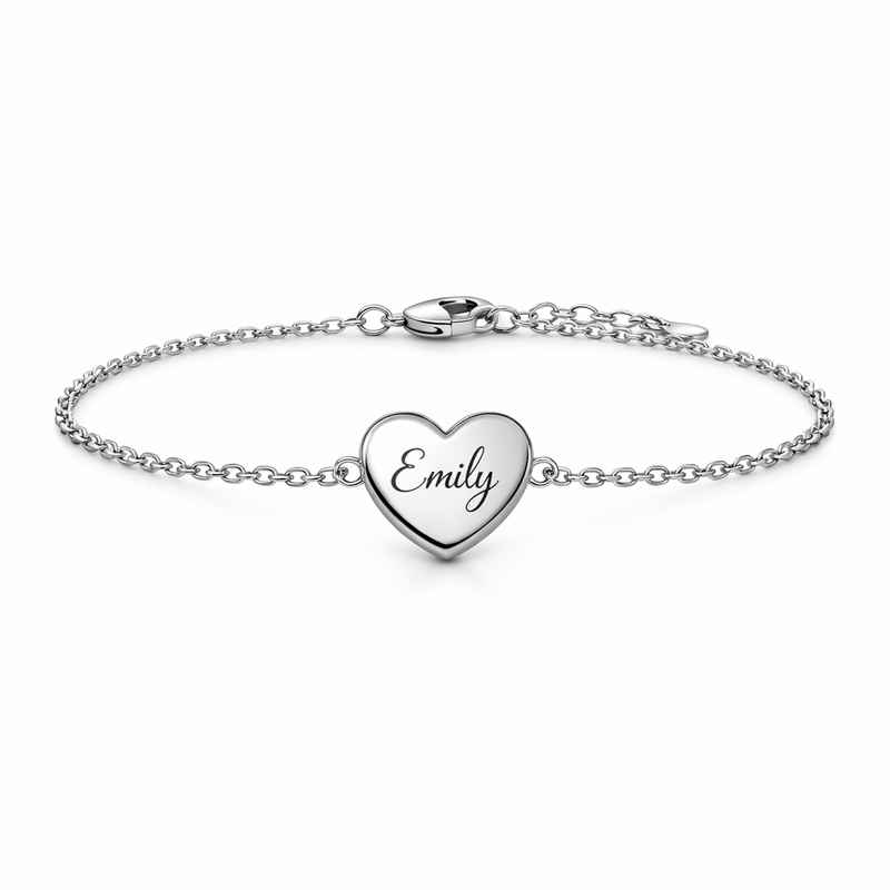Dainty Stainless Steel Charm Bracelet with Personalized Love Heart Pearl Engraving 2 Dainty Stainless Steel Charm Bracelet with Personalized Love Heart Pearl Engraving