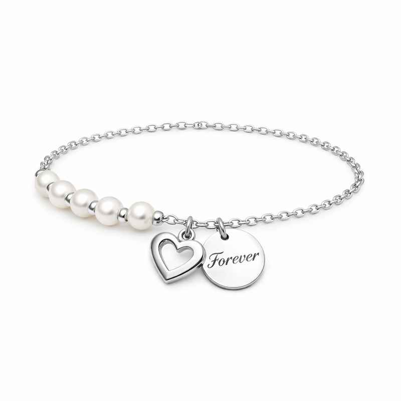 Dainty Romantic Pearl Heart Bracelet with Personalized Stainless Steel Love Charm Bracelet Engraving 1 Dainty Romantic Pearl Heart Bracelet with Personalized Stainless Steel Love Charm Bracelet Engraving