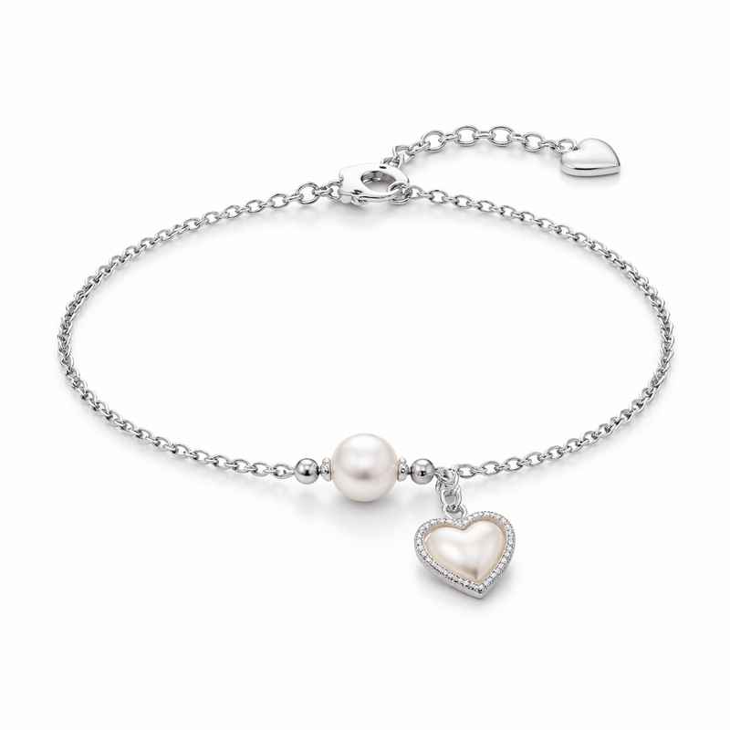Dainty Romantic Pearl Heart Bracelet - Personalized Stainless Steel Love Charm Bracelet 1 Dainty Romantic Pearl Heart Bracelet - Personalized Stainless Steel Love Charm Bracelet