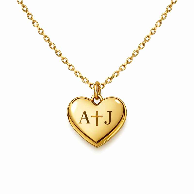 Personalized Heart Charm Pendant Necklace with Initial Cross Design 2 Personalized Heart Charm Pendant Necklace with Initial Cross Design