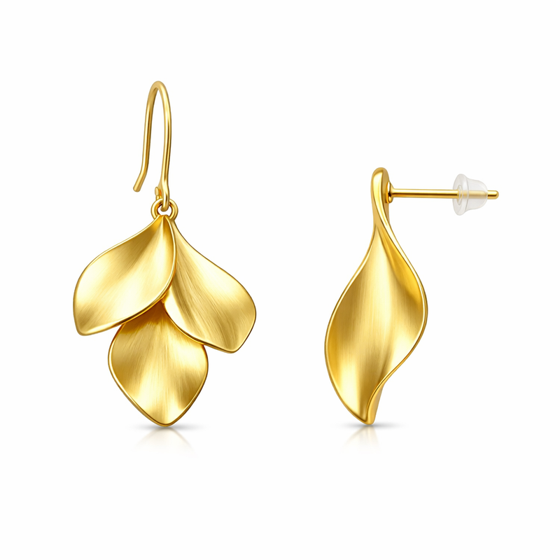 Minimalist Asymmetric Gold Earrings: Boost Your Jewelry Business with Hypoallergenic Gold Plated Petal Designs 8 Minimalist Asymmetric Gold Earrings: Boost Your Jewelry Business with Hypoallergenic Gold Plated Petal Designs