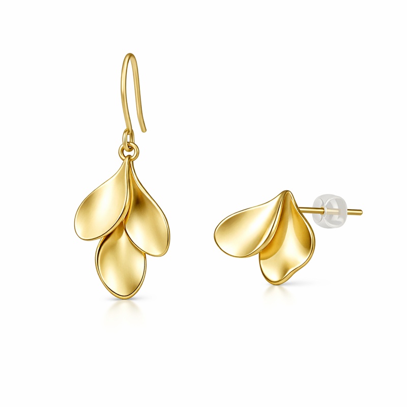 Minimalist Asymmetric Gold Earrings: Hypoallergenic Gold Plated Petal Designs for Custom Jewelry Manufacturing 7 Minimalist Asymmetric Gold Earrings: Hypoallergenic Gold Plated Petal Designs for Custom Jewelry Manufacturing
