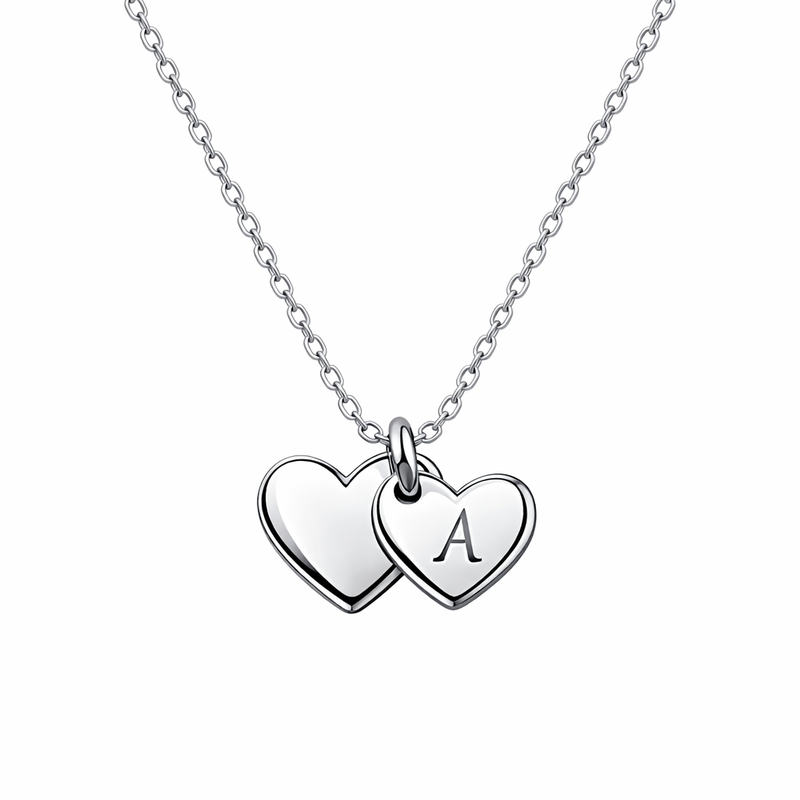 Minimalist Stainless Steel Heart Necklace: Boost Your Jewelry Line with Double Heart Pendant & Initial Love Symbol Designs Minimalist Stainless Steel Heart Necklace: Boost Your Jewelry Line with Double Heart Pendant & Initial Love Symbol Designs