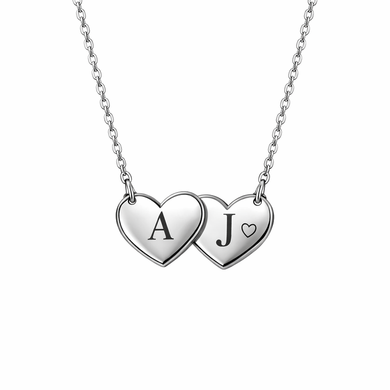 Minimalist Stainless Steel Heart Necklace: Boost Sales with Customizable Double Heart Initial and Love Symbol Pendant Designs 2 Minimalist Stainless Steel Heart Necklace: Boost Sales with Customizable Double Heart Initial and Love Symbol Pendant Designs