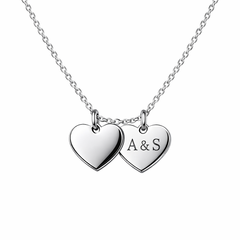 Minimalist Stainless Steel Double Heart Necklace: Customizable Double Heart Symbol Jewelry & Initial Love Pendant for Women 2 Minimalist Stainless Steel Double Heart Necklace: Customizable Double Heart Symbol Jewelry & Initial Love Pendant for Women