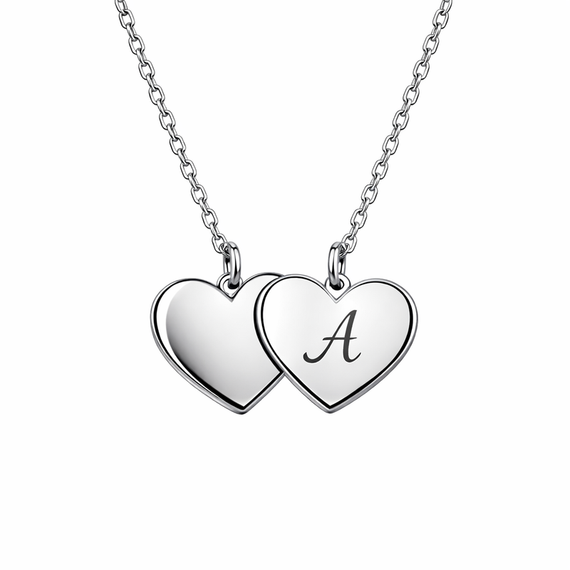 Minimalist Stainless Steel Double Heart Pendant: Customizable Initial Love Symbol Necklace for Women to Boost Wholesale Jewelry Sales 7 Minimalist Stainless Steel Double Heart Pendant: Customizable Initial Love Symbol Necklace for Women to Boost Wholesale Jewelry Sales