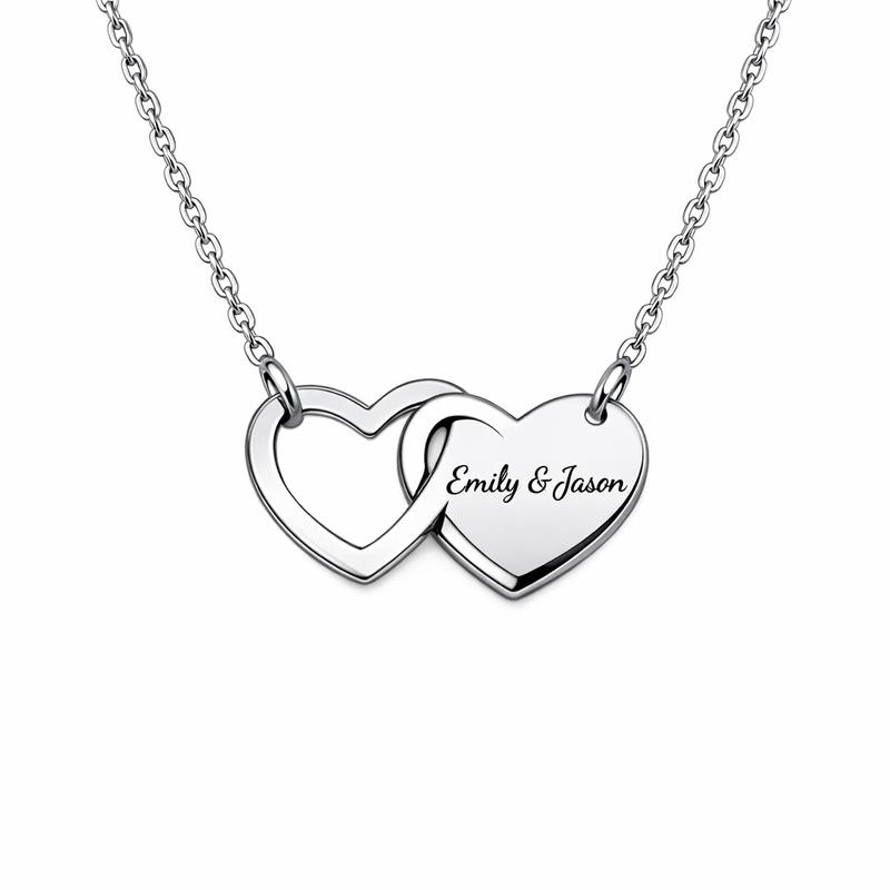 Minimalist Stainless Steel Double Heart Necklace: Customizable Wholesale Solutions for Engraved Love Pendants 5 Minimalist Stainless Steel Double Heart Necklace: Customizable Wholesale Solutions for Engraved Love Pendants