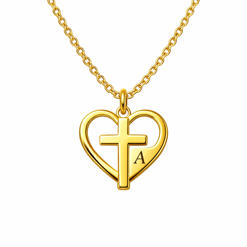 Initial Cross Heart Charm Necklace: Boost Your Jewelry Line with Custom Heart Cross Jewelry & Personalized Gold Stainless Steel Pendants 8 Initial Cross Heart Charm Necklace: Boost Your Jewelry Line with Custom Heart Cross Jewelry & Personalized Gold Stainless Steel Pendants