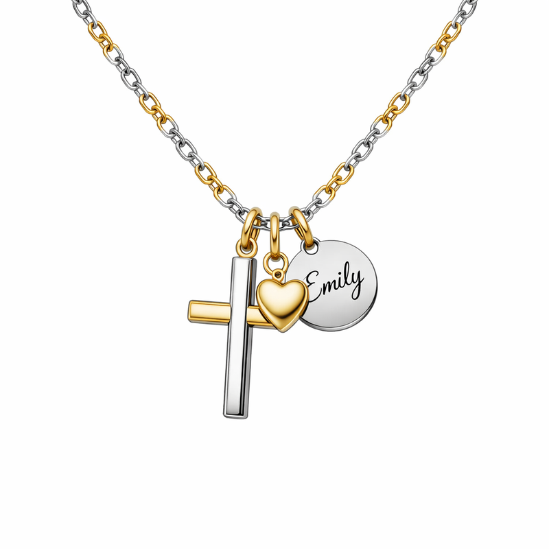 Initial Cross Pendant Necklace: Boost Your Jewelry Business with Heart Charm Gold Necklace & Personalized Stainless Steel Pendant Customization 6 Initial Cross Pendant Necklace: Boost Your Jewelry Business with Heart Charm Gold Necklace & Personalized Stainless Steel Pendant Customization