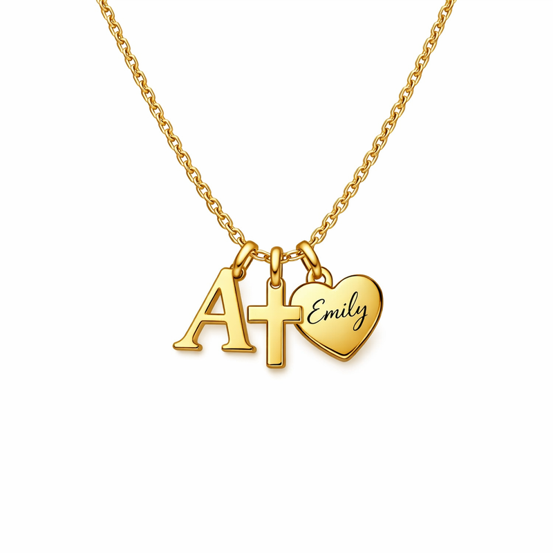 Boost Your Jewelry Brand with Customization: Initial Cross Heart Charm Pendant, Personalized Gold Stainless Steel Necklace, and Custom Heart Charm Necklace Wholesale Options Boost Your Jewelry Brand with Customization: Initial Cross Heart Charm Pendant, Personalized Gold Stainless Steel Necklace, and Custom Heart Charm Necklace Wholesale Options