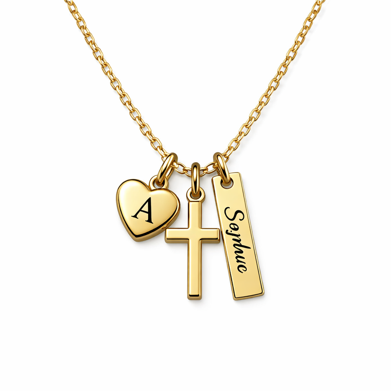 Initial Cross Pendant Necklace: Boost Your Jewelry Business with Heart Charm Gold & Personalized Stainless Steel Pendants Initial Cross Pendant Necklace: Boost Your Jewelry Business with Heart Charm Gold & Personalized Stainless Steel Pendants