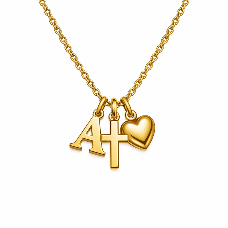 Why the Initial Cross Heart Charm Necklace Is a Hot Trend for Personalized Gold Stainless Steel Pendants in Custom Jewelry 8 Why the Initial Cross Heart Charm Necklace Is a Hot Trend for Personalized Gold Stainless Steel Pendants in Custom Jewelry