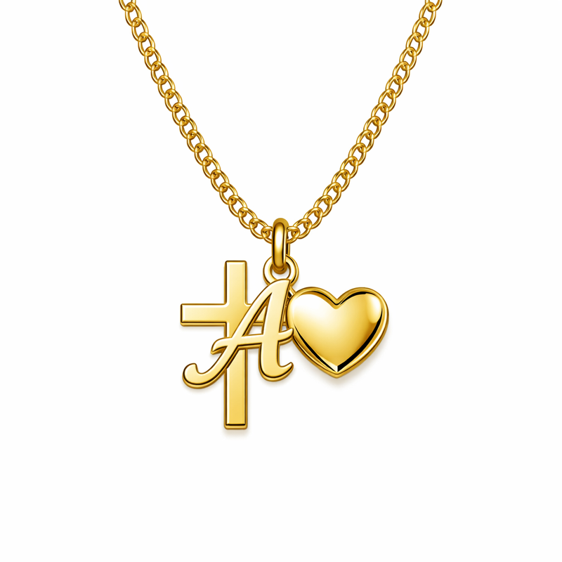 Initial Cross Heart Charm Necklace: Boost Sales with Personalized Gold Stainless Steel Pendant & Custom Heart Cross Jewelry 6 Initial Cross Heart Charm Necklace: Boost Sales with Personalized Gold Stainless Steel Pendant & Custom Heart Cross Jewelry