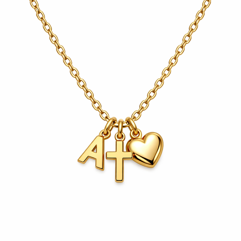 Elevate Your Jewelry Line with an Initial Cross Heart Charm Necklace: Custom Gold Stainless Steel Personalized Pendants for Wholesale Success Elevate Your Jewelry Line with an Initial Cross Heart Charm Necklace: Custom Gold Stainless Steel Personalized Pendants for Wholesale Success