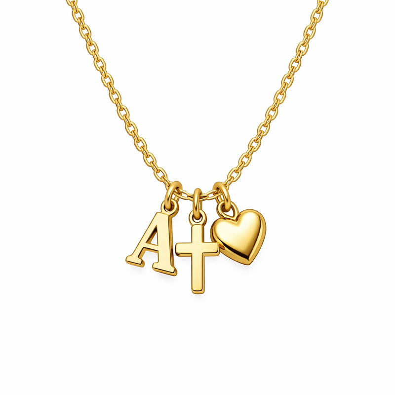 Why the Initial Cross Heart Charm Necklace is a Trendy Custom Jewelry Gift for Your Brand: Personalized Gold Stainless Steel Pendants in Wholesale Manufacturing 6 Why the Initial Cross Heart Charm Necklace is a Trendy Custom Jewelry Gift for Your Brand: Personalized Gold Stainless Steel Pendants in Wholesale Manufacturing