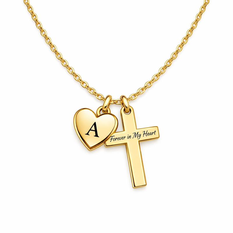 Initial Heart Charm Necklace: Boost Your Jewelry Line with Gold Stainless Steel Pendant & Personalized Cross Necklace Customization 8 Initial Heart Charm Necklace: Boost Your Jewelry Line with Gold Stainless Steel Pendant & Personalized Cross Necklace Customization