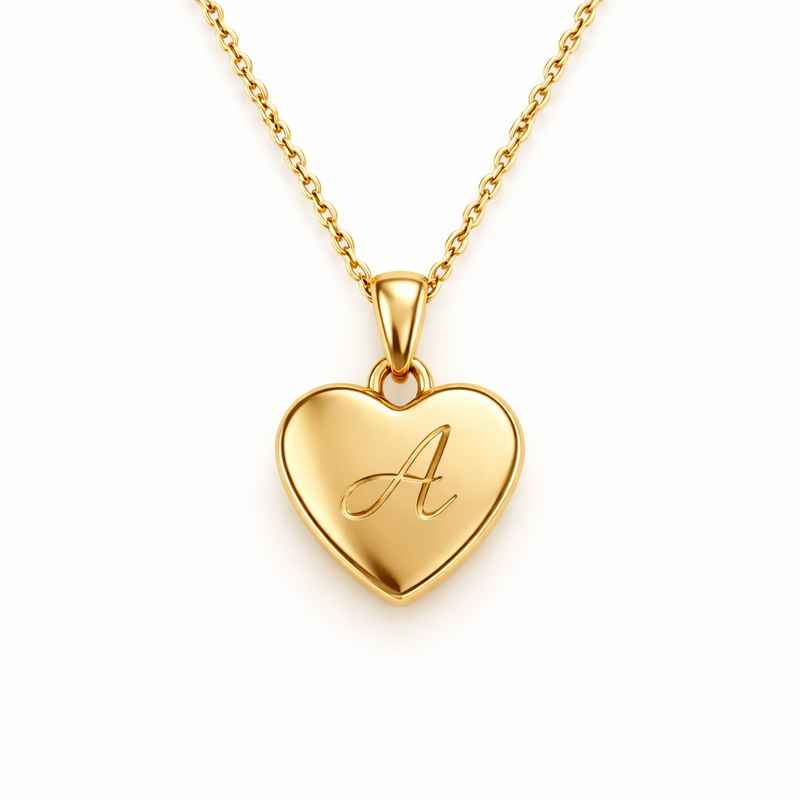 Initial Heart Charm Necklace with Gold Stainless Steel Pendant Personalized Heart Pendant Necklace 2 Initial Heart Charm Necklace with Gold Stainless Steel Pendant Personalized Heart Pendant Necklace