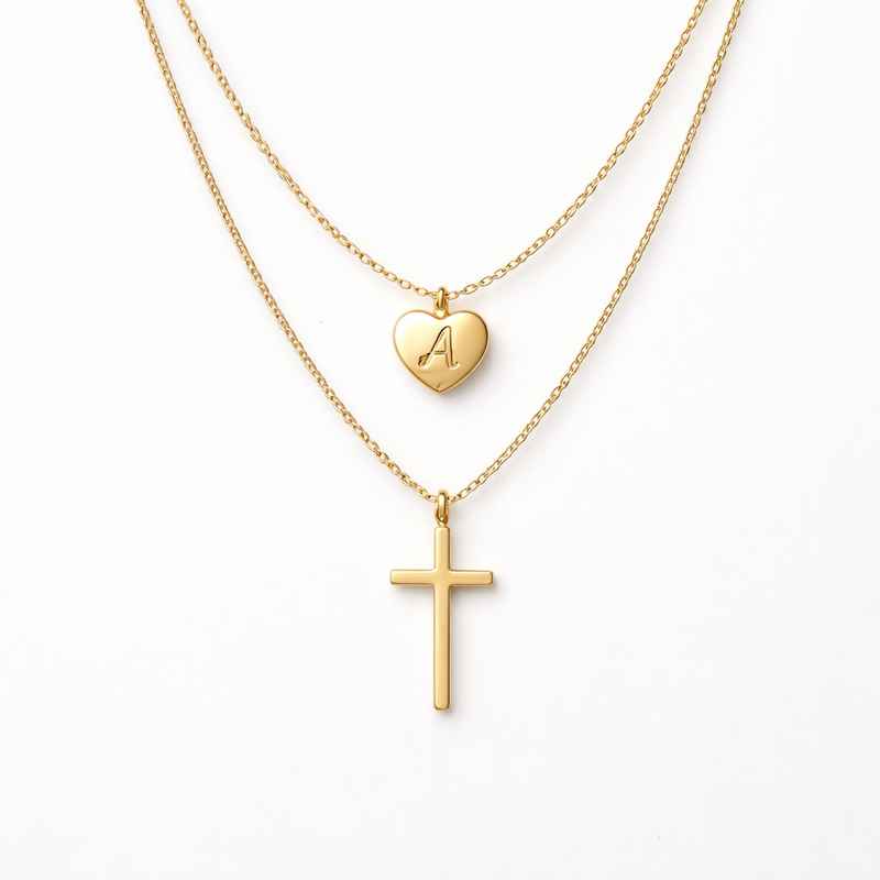 Elegant initial heart charm necklace with personalized gold pendant necklace stainless steel cross necklace 2 Elegant initial heart charm necklace with personalized gold pendant necklace stainless steel cross necklace