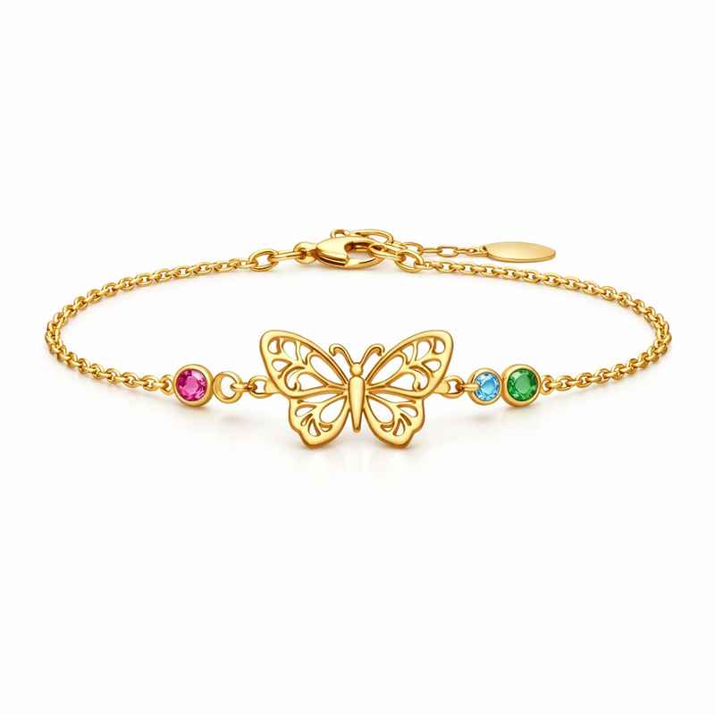 Elegant butterfly birthstone charm bracelet personalized gold jewelry bracelet stainless steel butterfly charm 2 Elegant butterfly birthstone charm bracelet personalized gold jewelry bracelet stainless steel butterfly charm
