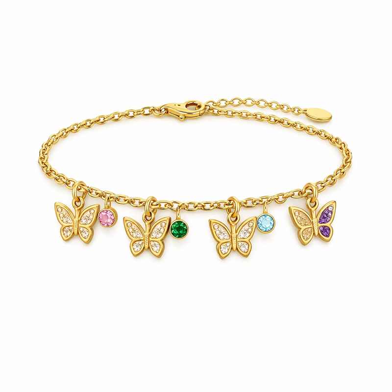 butterfly birthstone charm bracelet gold stainless steel personalized jewelry custom butterfly charm bracelet 1 butterfly birthstone charm bracelet gold stainless steel personalized jewelry custom butterfly charm bracelet