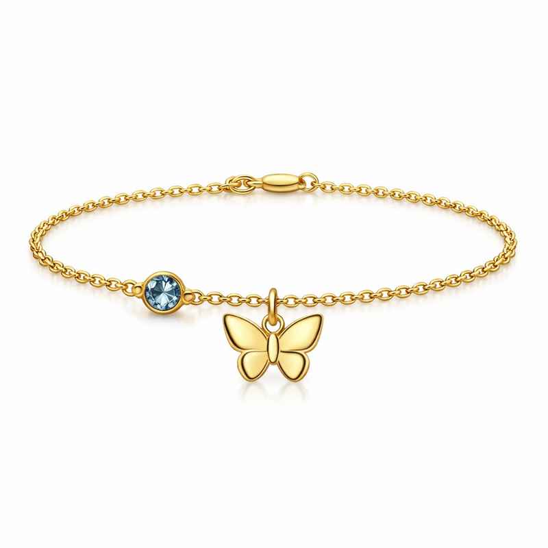 Personalized Gold Stainless Steel Jewelry Butterfly Birthstone Charm Bracelet 1 Personalized Gold Stainless Steel Jewelry Butterfly Birthstone Charm Bracelet