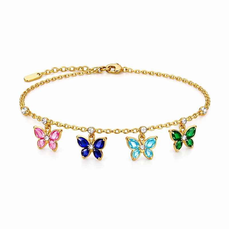 Butterfly Birthstone Charm Bracelet Personalized Gold Stainless Steel Jewelry Gift 1 Butterfly Birthstone Charm Bracelet Personalized Gold Stainless Steel Jewelry Gift