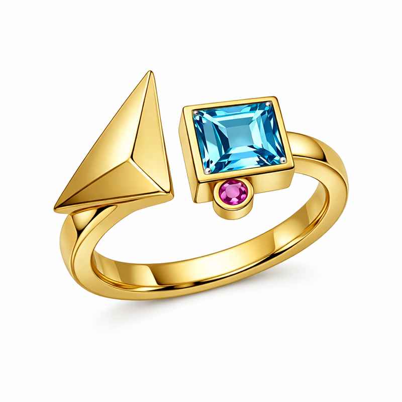 Geometric Birthstone Ring with Gold Plated Zircon Stainless Steel Modern Design 2 Geometric Birthstone Ring with Gold Plated Zircon Stainless Steel Modern Design
