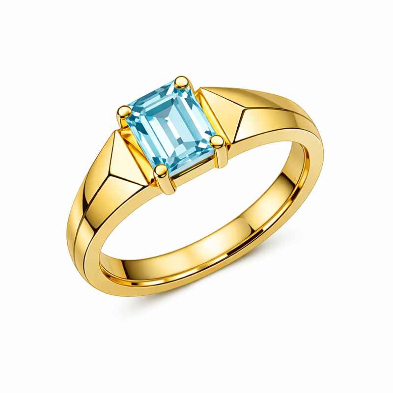 Geometric Birthstone Ring - Gold Plated Zircon Stainless Steel Finger Ring 1 Geometric Birthstone Ring - Gold Plated Zircon Stainless Steel Finger Ring