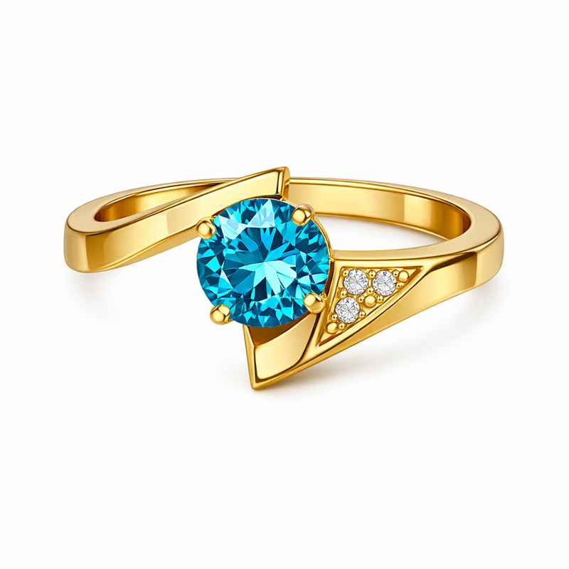 Geometric Birthstone Ring, Gold Plated Zircon & Stainless Steel Ring 1 Geometric Birthstone Ring, Gold Plated Zircon & Stainless Steel Ring