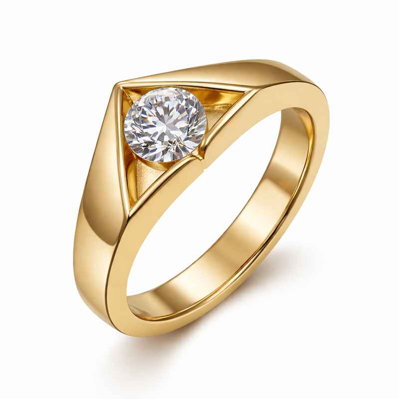 Geometric Birthstone Ring - Gold Plated Zircon Modern Stainless Steel Ring 1 Geometric Birthstone Ring - Gold Plated Zircon Modern Stainless Steel Ring