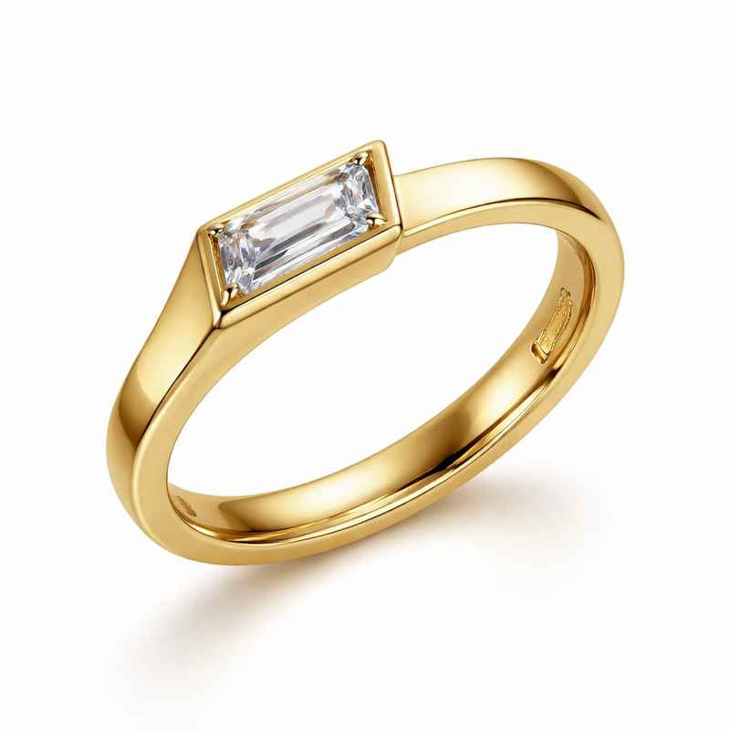 Geometric Birthstone Ring – Gold Plated Zircon Stainless Steel Ring 2 Geometric Birthstone Ring – Gold Plated Zircon Stainless Steel Ring
