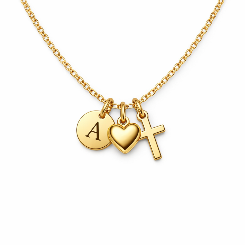 Initial Cross Heart Charm Necklace: Boost Your Jewelry Line with Personalized Gold Stainless Steel Pendant and Custom Heart Cross Jewelry 8 Initial Cross Heart Charm Necklace: Boost Your Jewelry Line with Personalized Gold Stainless Steel Pendant and Custom Heart Cross Jewelry