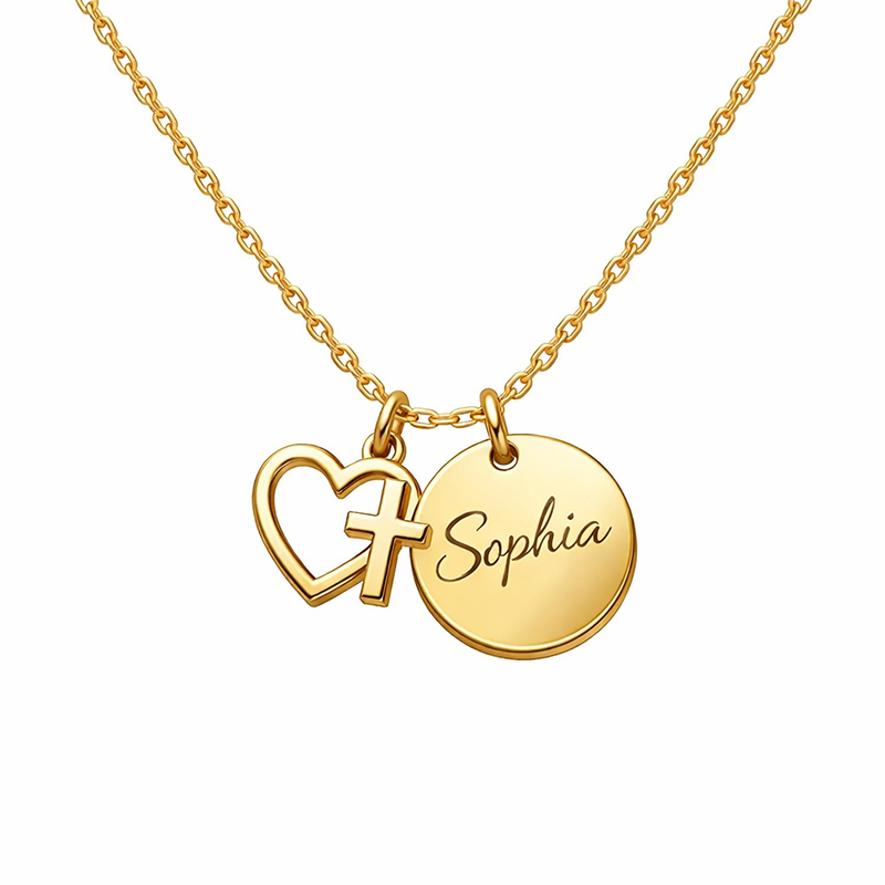 Initial Cross Heart Charm Necklace: Boost Your Jewelry Business with Personalized Gold Stainless Steel Pendants and Custom Heart Cross Jewelry 2 Initial Cross Heart Charm Necklace: Boost Your Jewelry Business with Personalized Gold Stainless Steel Pendants and Custom Heart Cross Jewelry