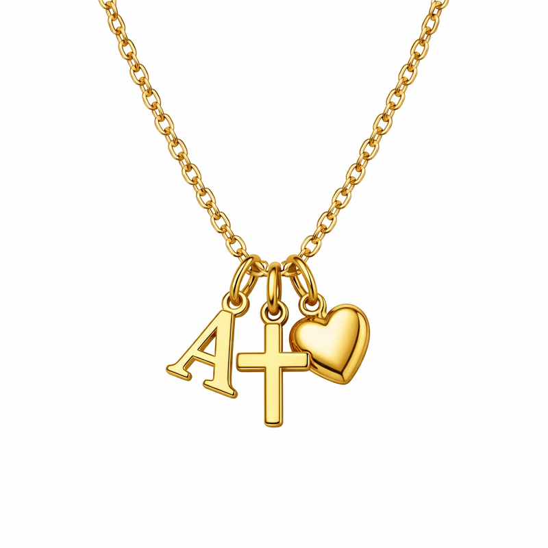 Initial Cross Heart Charm Necklace: Boost Your Jewelry Business with Customizable Stainless Steel and Gold Pendant Designs 9 Initial Cross Heart Charm Necklace: Boost Your Jewelry Business with Customizable Stainless Steel and Gold Pendant Designs