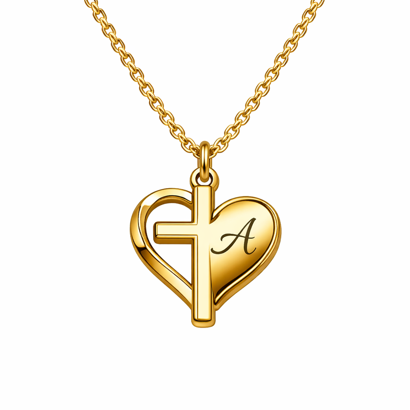 Initial Cross Heart Charm Gold Stainless Steel Personalized Necklace: Boost Your Jewelry Business with Custom Designs and Wholesale Options 7 Initial Cross Heart Charm Gold Stainless Steel Personalized Necklace: Boost Your Jewelry Business with Custom Designs and Wholesale Options