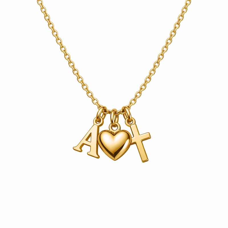 Initial Cross Heart Charm Necklace: Boost Your Jewelry Line with Personalized Gold Stainless Steel Pendant & Custom Heart Cross Jewelry Initial Cross Heart Charm Necklace: Boost Your Jewelry Line with Personalized Gold Stainless Steel Pendant & Custom Heart Cross Jewelry