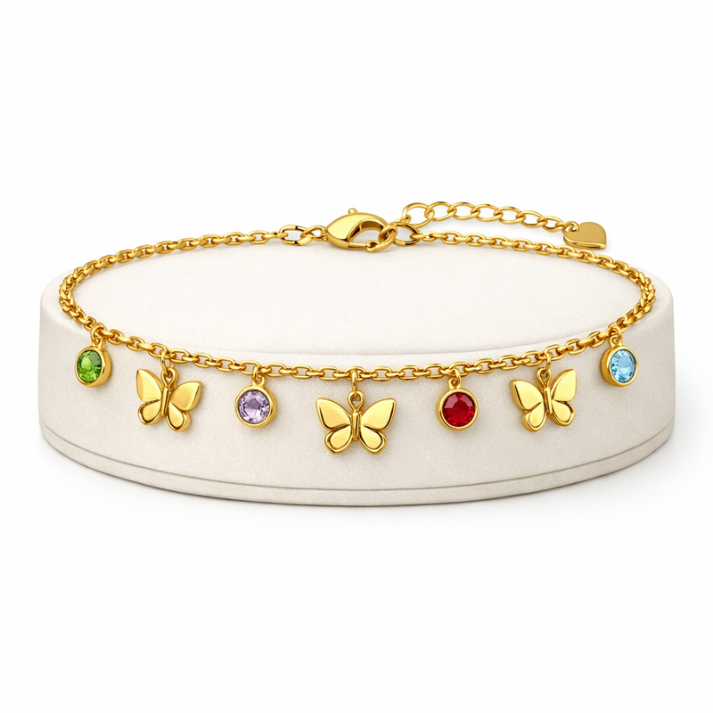 Why the Butterfly Birthstone Charm Bracelet is the Perfect Addition to Your Personalized Gold Stainless Steel Jewelry Line 2 Why the Butterfly Birthstone Charm Bracelet is the Perfect Addition to Your Personalized Gold Stainless Steel Jewelry Line