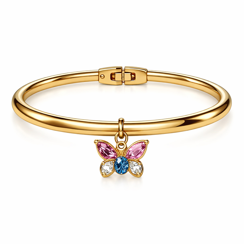 Butterfly Birthstone Charm Gold Stainless Steel Bracelet: Customization and Wholesale Opportunities for Personalized Jewelry Brands Butterfly Birthstone Charm Gold Stainless Steel Bracelet: Customization and Wholesale Opportunities for Personalized Jewelry Brands